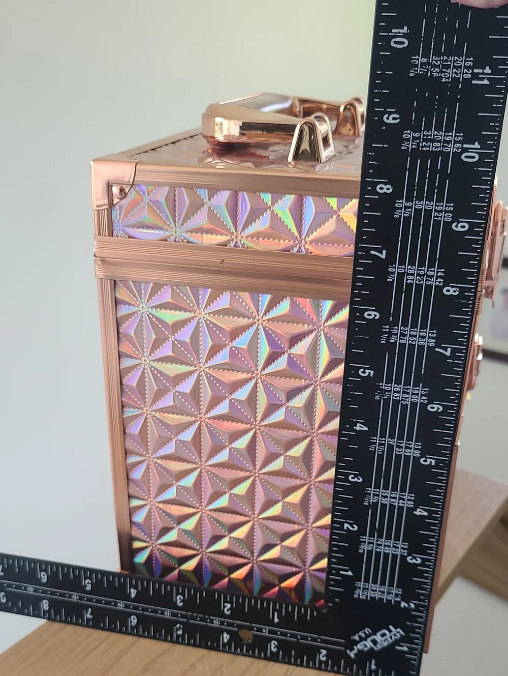 Rose Gold Textured Makeup Train Case